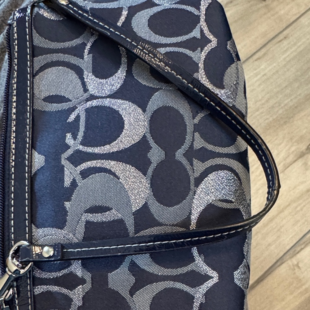 Coach Navy and Silver Signature Jacquard Wristlet - Picture 5 of 5